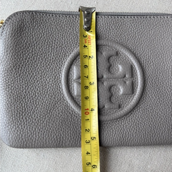 Tory Burch Taupe Wristlet with Logo